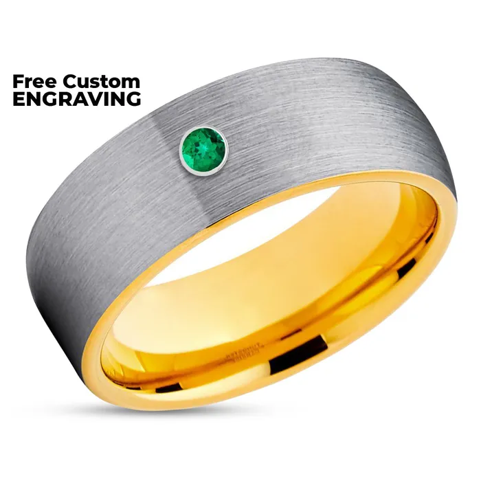 Rings Clean Casting Jewelry Emerald Wedding Ring Tungsten Wedding Ring Mans Wedding Ring Wedding Band