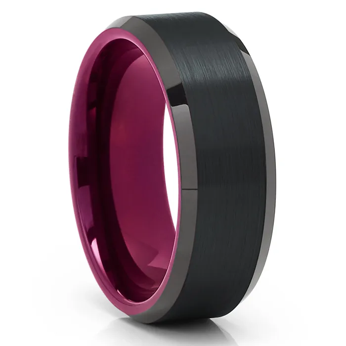 Rings Clean Casting Jewelry Purple Tungsten Ring Black Tungsten Ring Tungsten Carbide Ring Purple Band