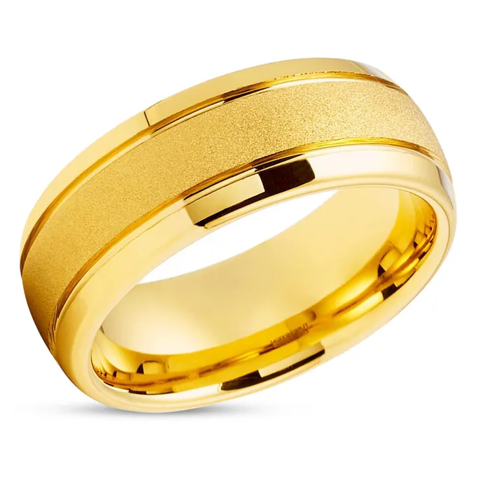Rings Clean Casting Jewelry Yellow Gold Tungsten Wedding Ring 8mm Tungsten Wedding Band Tungsten Carbide Rings Clean Casting Jewelry Yellow Gold Tungsten Wedding Ring 8mm Tungsten Wedding Band Tungsten Carbide