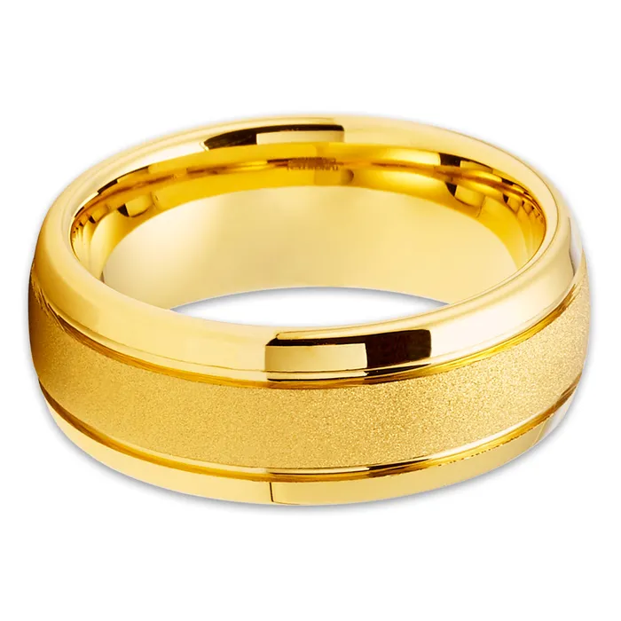 Rings Clean Casting Jewelry Yellow Gold Tungsten Wedding Ring 8mm Tungsten Wedding Band Tungsten Carbide