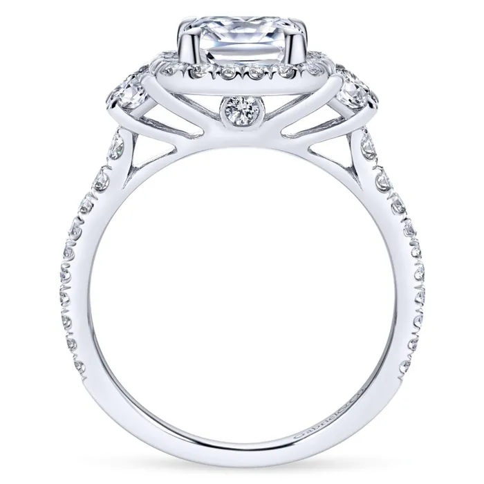 Rings International Diamond Center Gabriel Bridal Collection White Gold Diamond Cushion Cut Halo Engagement Ring with Accent Diamonds 091 ctw Rings International Diamond Center Gabriel Bridal Collection White Gold Diamond Cushion Cut Halo Engagement Ring with Accent Diamonds 091 ctw
