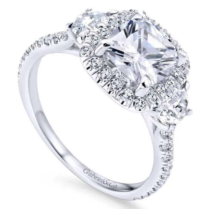 Rings International Diamond Center Gabriel Bridal Collection White Gold Diamond Cushion Cut Halo Engagement Ring with Accent Diamonds 091 ctw Rings International Diamond Center Gabriel Bridal Collection White Gold Diamond Cushion Cut Halo Engagement Ring with Accent Diamonds 091 ctw