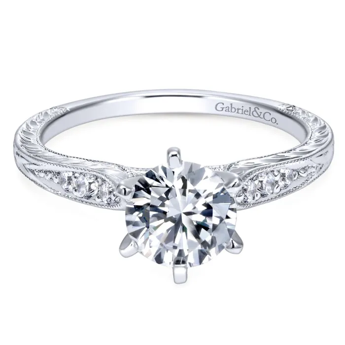 Rings International Diamond Center Gabriel Bridal Collection White Gold Petite Side Diamonds Straight Engagement Ring 01 ctw Rings International Diamond Center Gabriel Bridal Collection White Gold Petite Side Diamonds Straight Engagement Ring 01 ctw