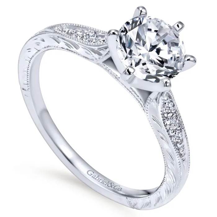 Rings International Diamond Center Gabriel Bridal Collection White Gold Petite Side Diamonds Straight Engagement Ring 01 ctw Rings International Diamond Center Gabriel Bridal Collection White Gold Petite Side Diamonds Straight Engagement Ring 01 ctw