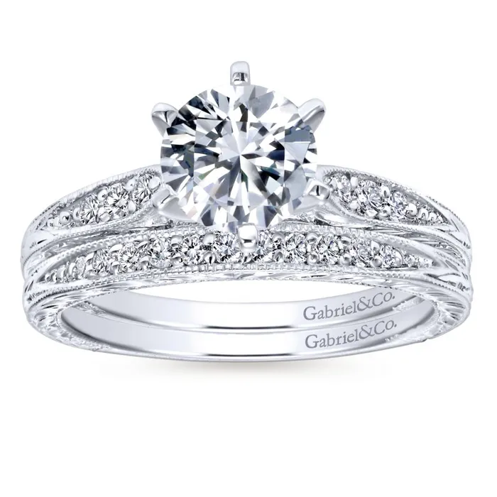 Rings International Diamond Center Gabriel Bridal Collection White Gold Petite Side Diamonds Straight Engagement Ring 01 ctw Rings International Diamond Center Gabriel Bridal Collection White Gold Petite Side Diamonds Straight Engagement Ring 01 ctw