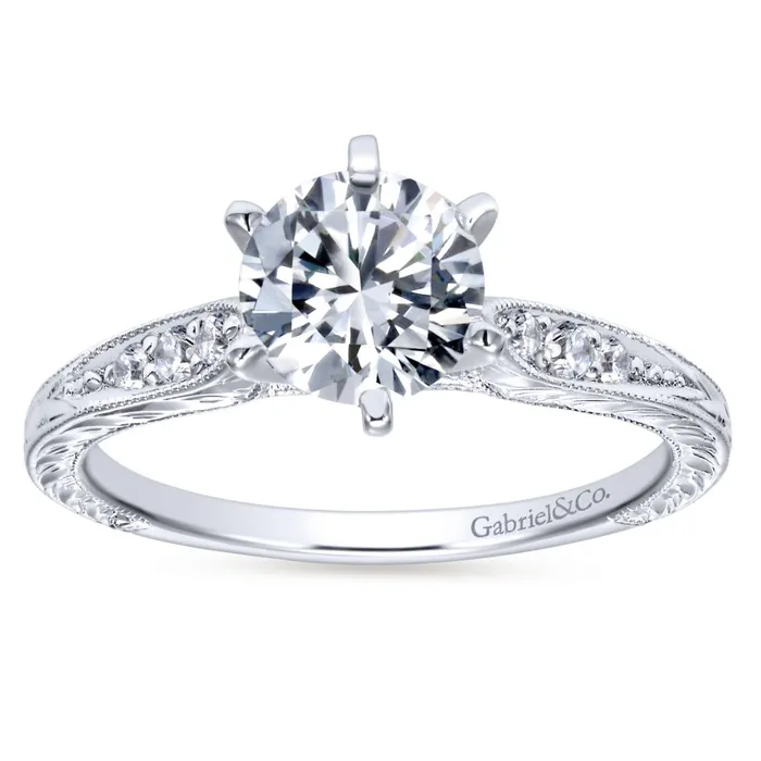 Rings International Diamond Center Gabriel Bridal Collection White Gold Petite Side Diamonds Straight Engagement Ring 01 ctw Rings International Diamond Center Gabriel Bridal Collection White Gold Petite Side Diamonds Straight Engagement Ring 01 ctw