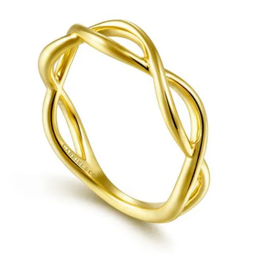 Rings International Diamond Center Gabriel Co 14K Yellow Gold Plain Twisted Stackable Ring
