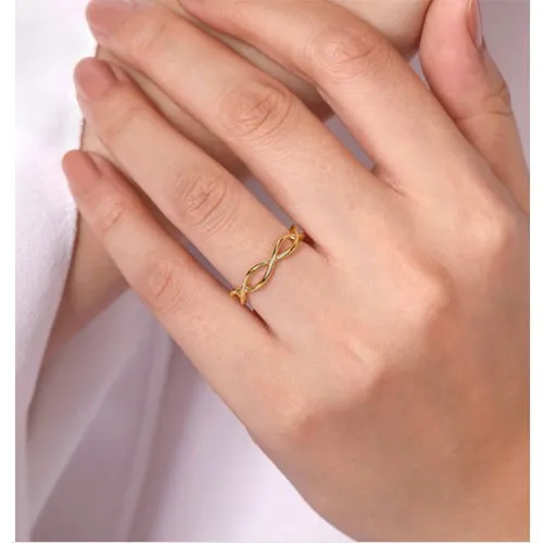 Rings International Diamond Center Gabriel Co 14K Yellow Gold Plain Twisted Stackable Ring