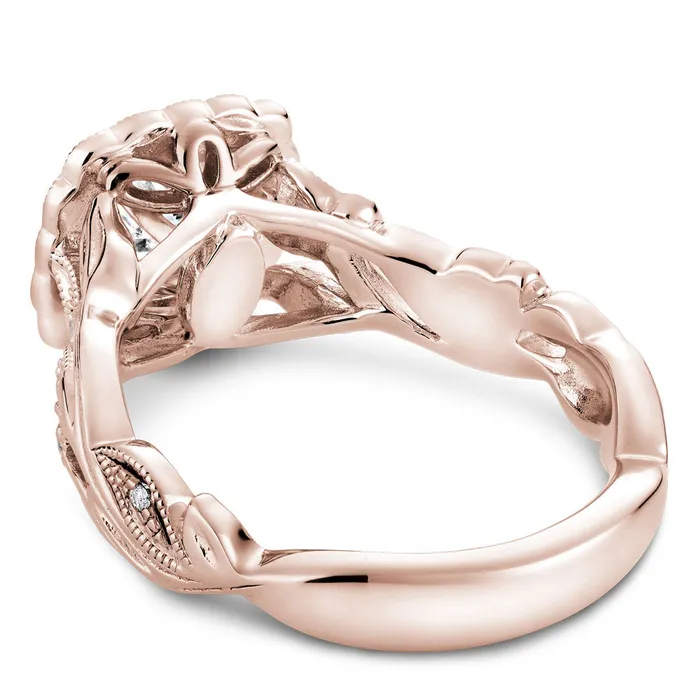 Rings International Diamond Center Noam Carver Rose Gold Halo Diamond Engagement Ring Setting with Floral Shank 030 CTW