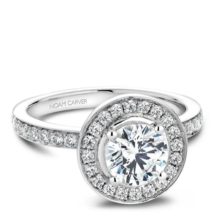 Rings International Diamond Center Noam Carver White Gold Channel Set Diamond Engagement Ring Setting with Halo 055 CTW