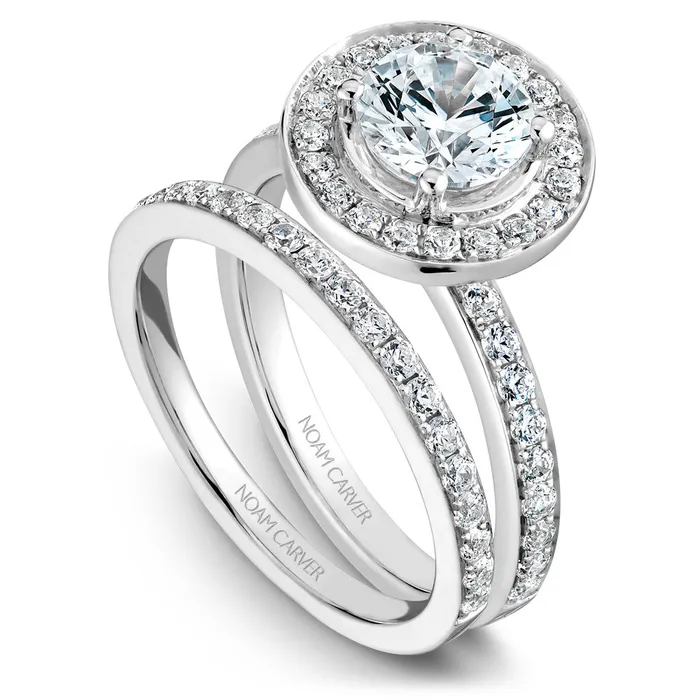 Rings International Diamond Center Noam Carver White Gold Channel Set Diamond Engagement Ring Setting with Halo 055 CTW