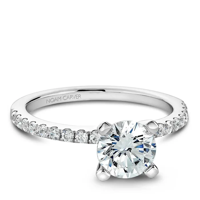 Rings International Diamond Center Noam Carver White Gold Peg Head Semi Mount Diamond Solitaire Engagement Ring Setting 028 CTW