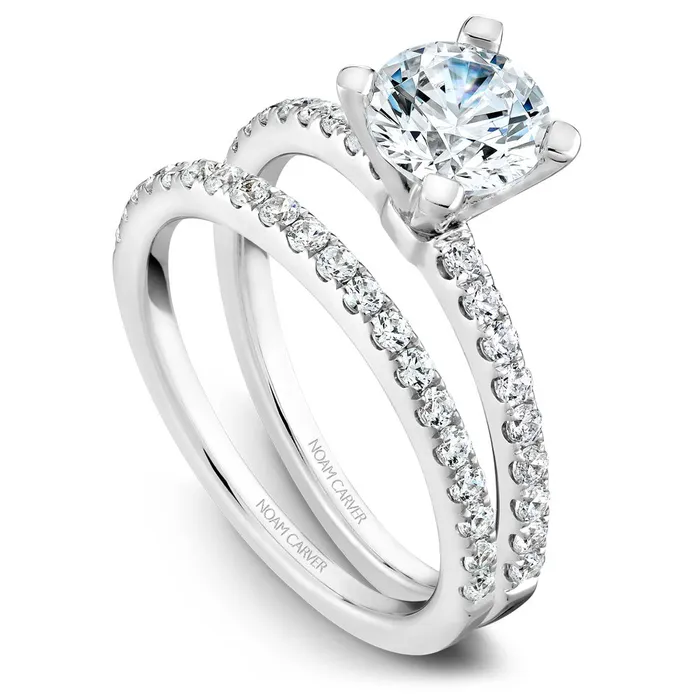 Rings International Diamond Center Noam Carver White Gold Peg Head Semi Mount Diamond Solitaire Engagement Ring Setting 028 CTW