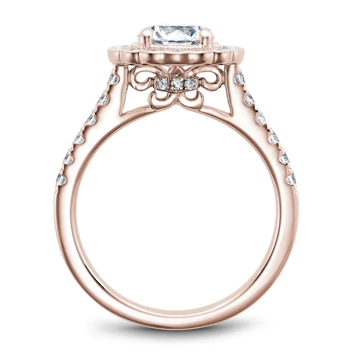 Rings Noam Carver Rose Gold Floral Halo Engagement Ring Setting 059 CTW International Diamond Center