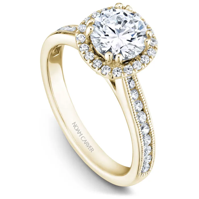 Rings Noam Carver Yellow Gold Diamond Engagement Ring Setting with Halo 036 CTW International Diamond Center Rings Noam Carver Yellow Gold Diamond Engagement Ring Setting with Halo 036 CTW International Diamond Center