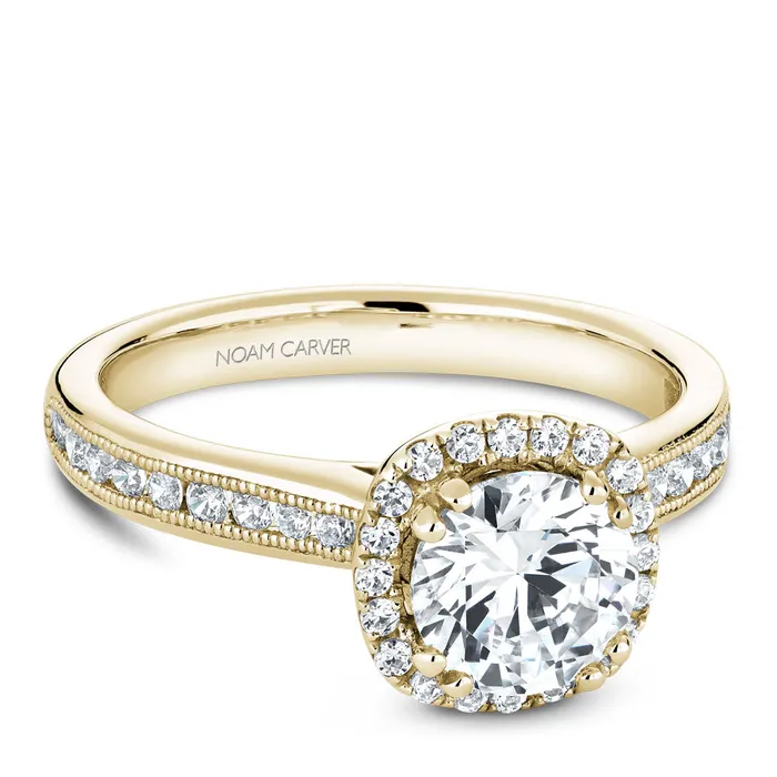 Rings Noam Carver Yellow Gold Diamond Engagement Ring Setting with Halo 036 CTW International Diamond Center