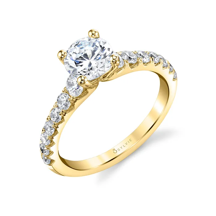 Rings Sylvie Veronique Round Cut Classic Diamond Engagement Ring Setting Shop IDC estore