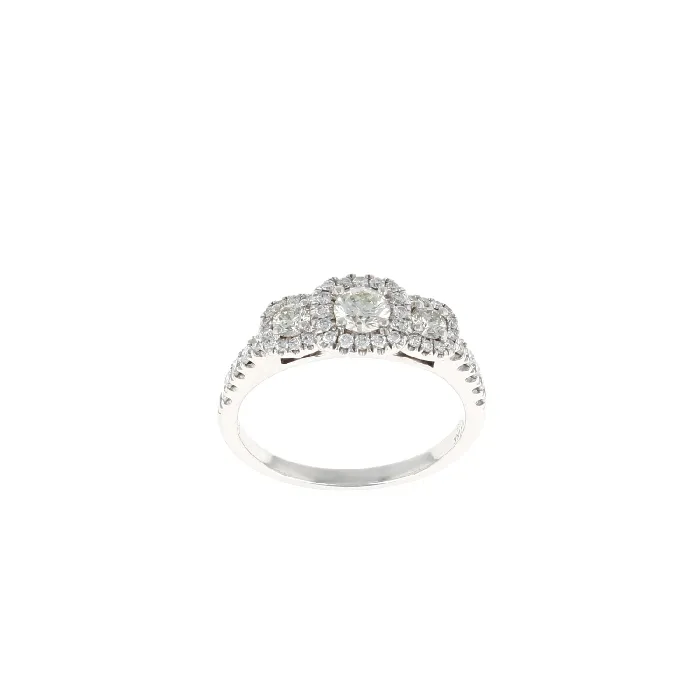Rings Three Stone Halo Complete Engagement Ring 46CTW Shop IDC estore