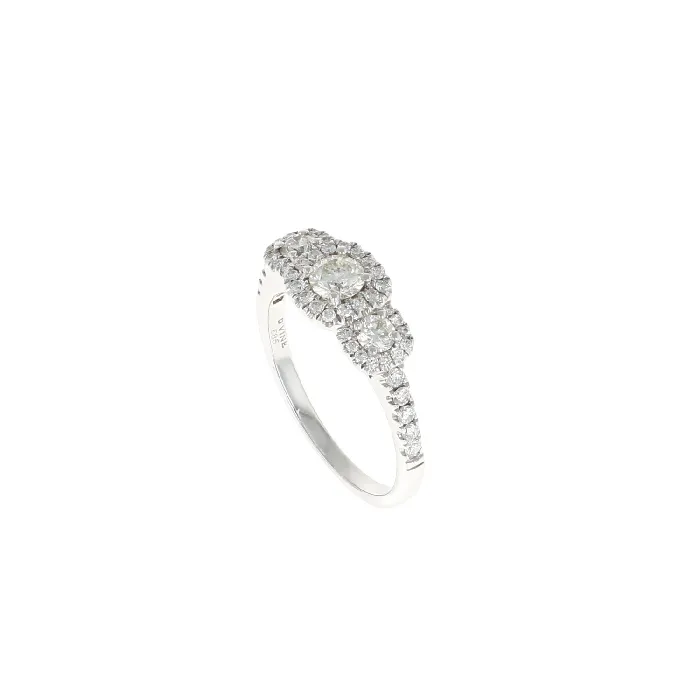 Rings Three Stone Halo Complete Engagement Ring 46CTW Shop IDC estore