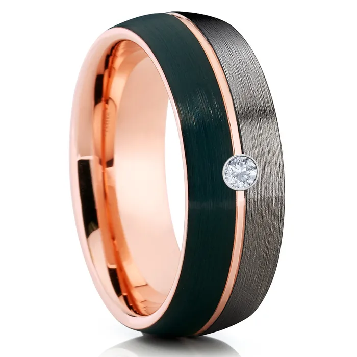 Rose Gold Tungsten Ring White Diamond Ring Gunmetal Ring Black Wedding Ring Clean Casting Jewelry Rings Rose Gold Tungsten Ring White Diamond Ring Gunmetal Ring Black Wedding Ring Clean Casting Jewelry Rings