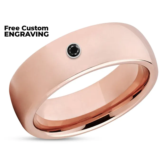 Rose Gold Wedding Ring Diamond Ring Black Diamond Ring Tungsten Band Clean Casting Jewelry Rings