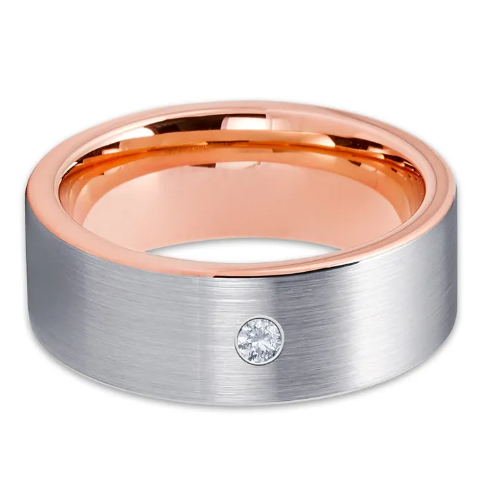 Rose Gold Wedding Ring Diamond Wedding Band Rose Gold Band Wedding Ring Clean Casting Jewelry Rings