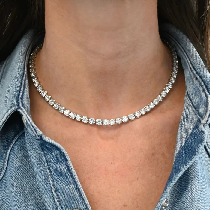 SG Fine Necklaces 35CT Round Diamond Tennis Necklace
