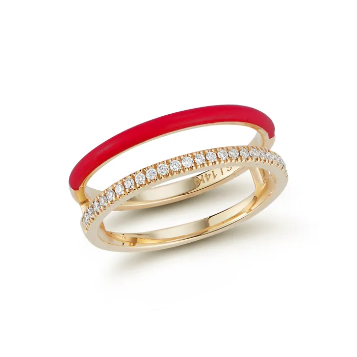 SG Fine Rings Enamel and Diamond Double Bar Ring