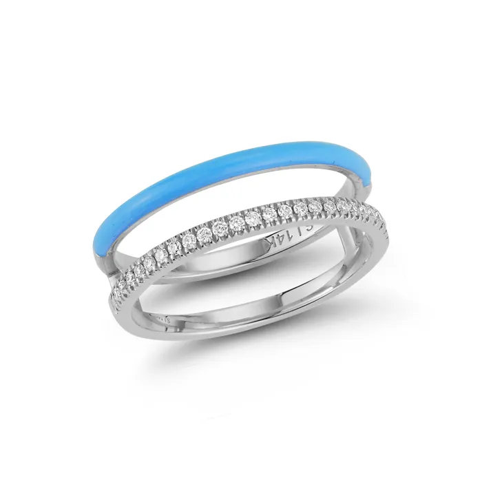 SG Fine Rings Enamel and Diamond Double Bar Ring