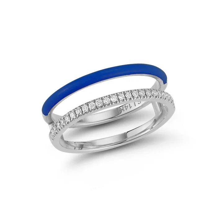 SG Fine Rings Enamel and Diamond Double Bar Ring