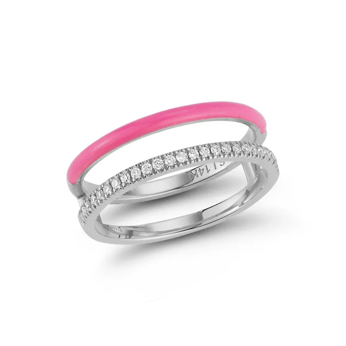 SG Fine Rings Enamel and Diamond Double Bar Ring