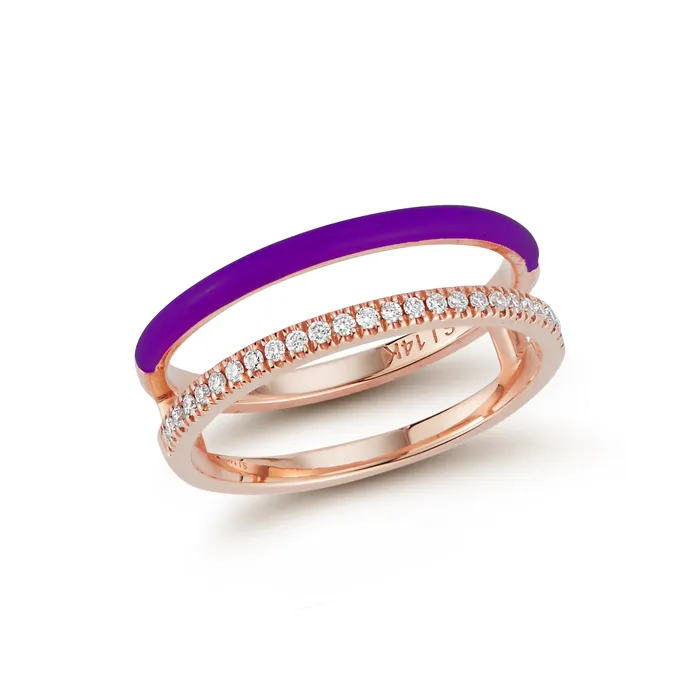 SG Fine Rings Enamel and Diamond Double Bar Ring