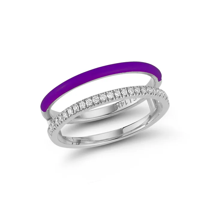 SG Fine Rings Enamel and Diamond Double Bar Ring