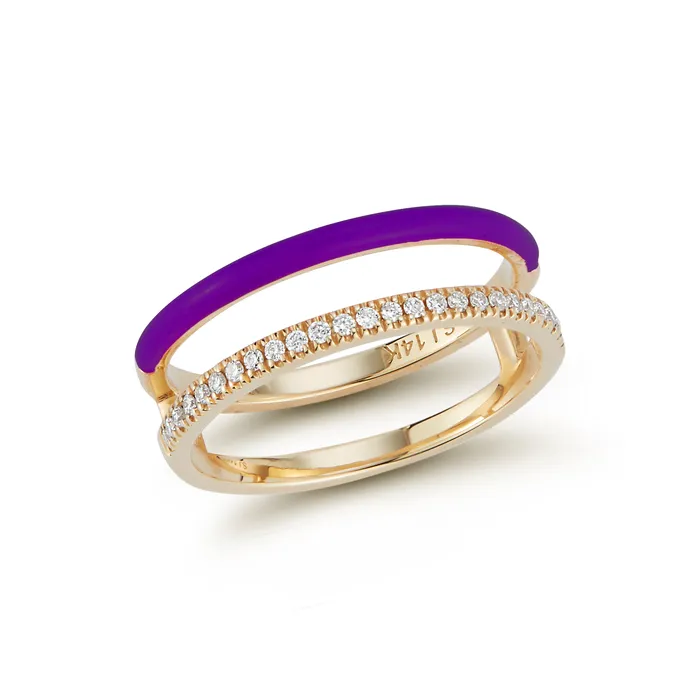 SG Fine Rings Enamel and Diamond Double Bar Ring