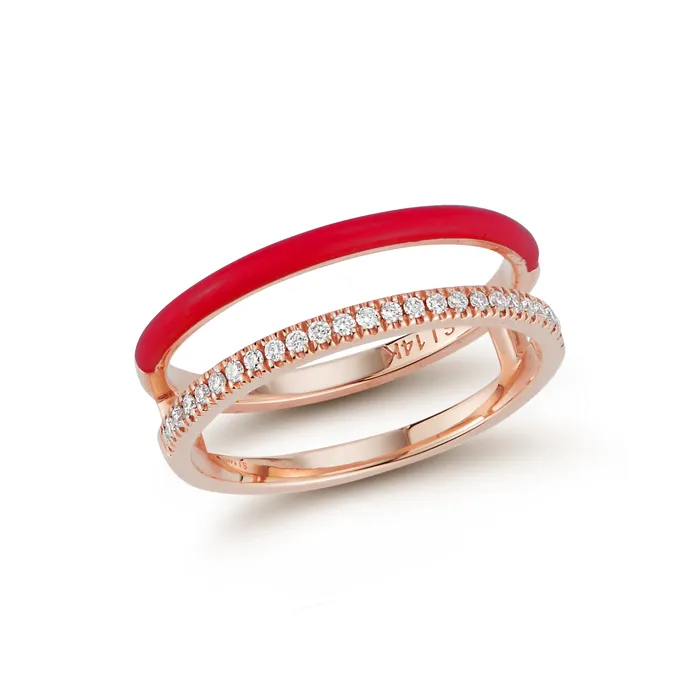 SG Fine Rings Enamel and Diamond Double Bar Ring