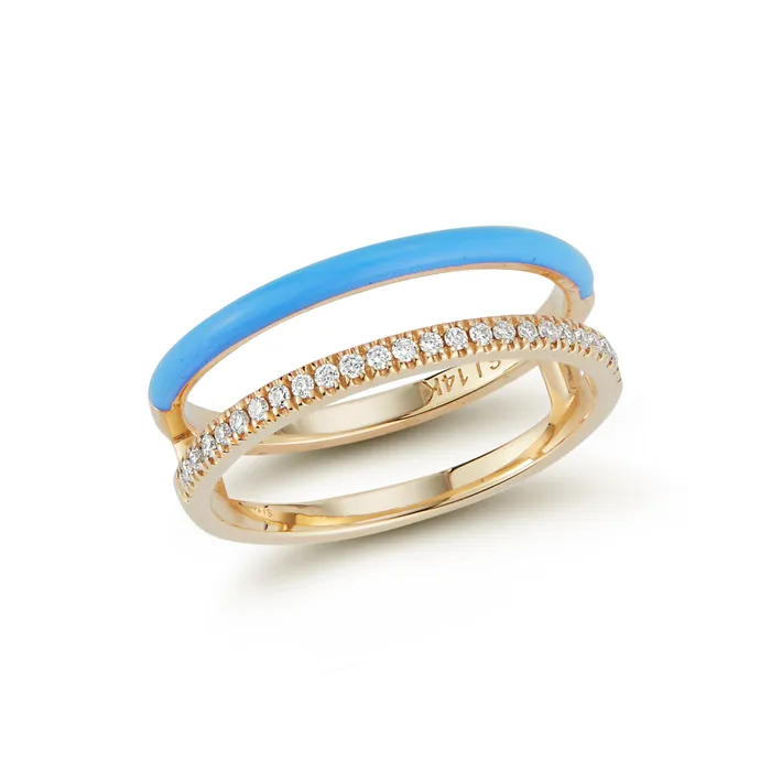 SG Fine Rings Enamel and Diamond Double Bar Ring