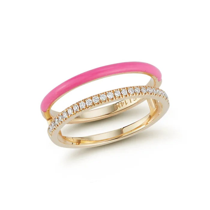 SG Fine Rings Enamel and Diamond Double Bar Ring