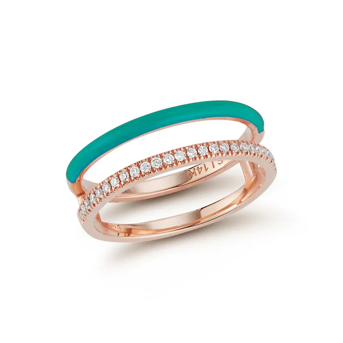 SG Fine Rings Enamel and Diamond Double Bar Ring