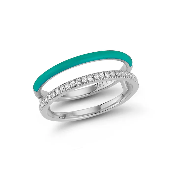SG Fine Rings Enamel and Diamond Double Bar Ring