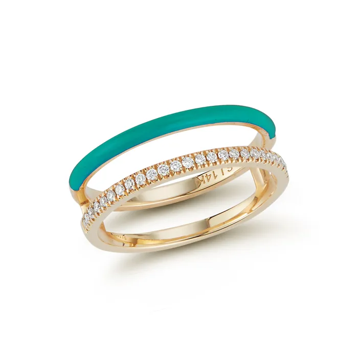 SG Fine Rings Enamel and Diamond Double Bar Ring