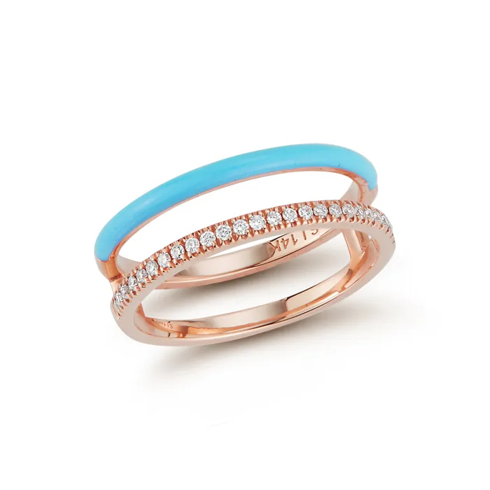 SG Fine Rings Enamel and Diamond Double Bar Ring