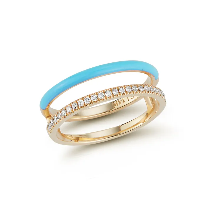 SG Fine Rings Enamel and Diamond Double Bar Ring