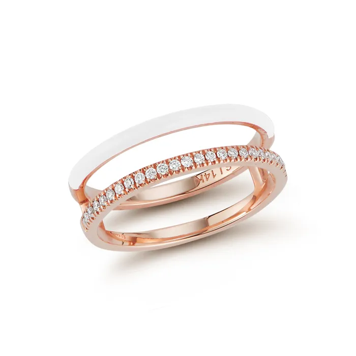 SG Fine Rings Enamel and Diamond Double Bar Ring