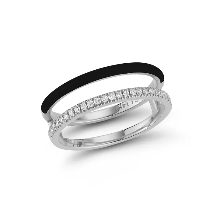 SG Fine Rings Enamel and Diamond Double Bar Ring