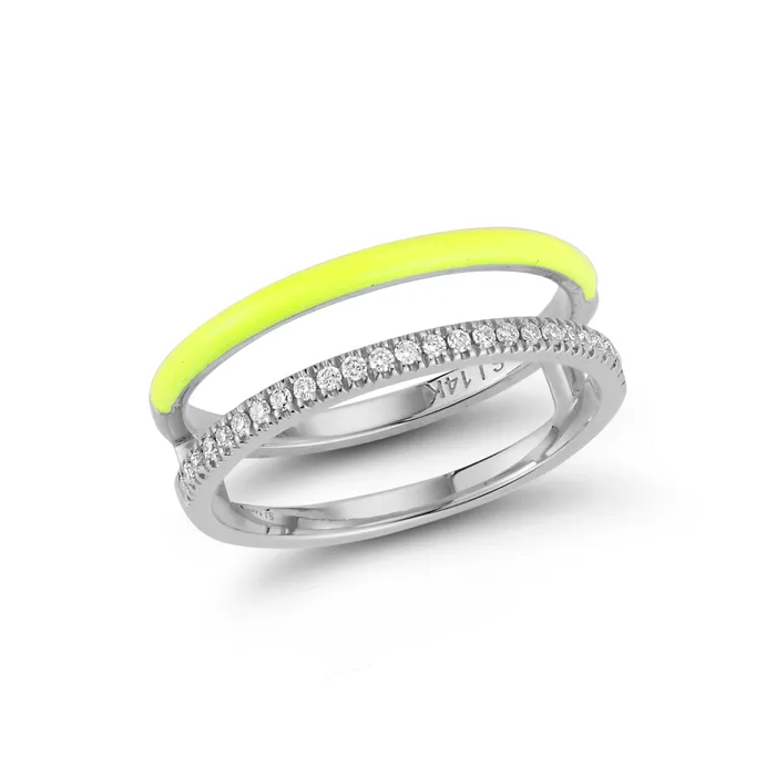SG Fine Rings Enamel and Diamond Double Bar Ring