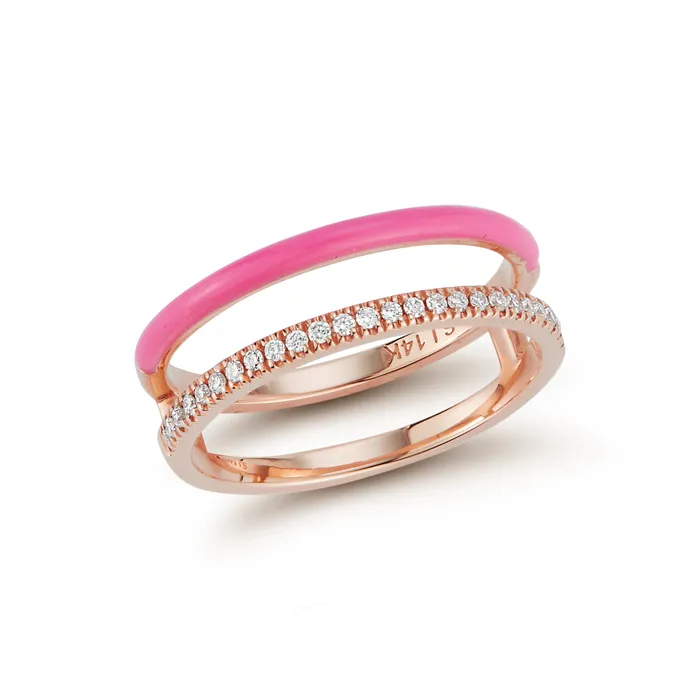 SG Fine Rings Enamel and Diamond Double Bar Ring