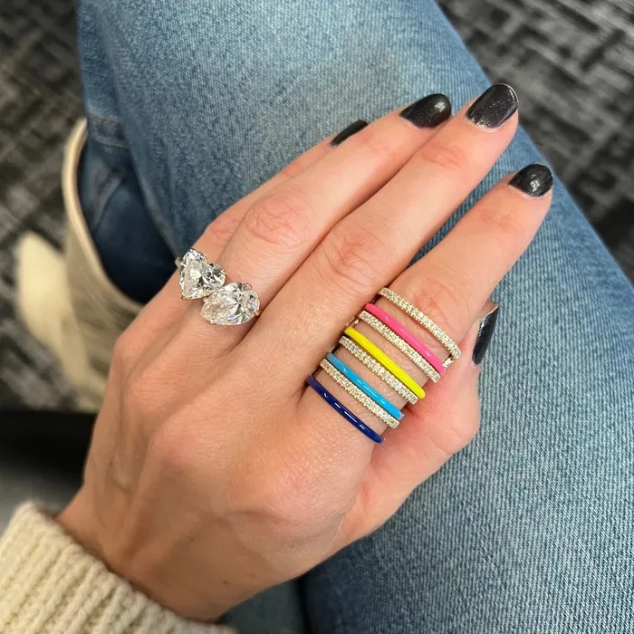 SG Fine Rings Enamel and Diamond Double Bar Ring