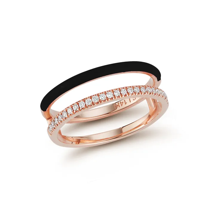 SG Fine Rings Enamel and Diamond Double Bar Ring