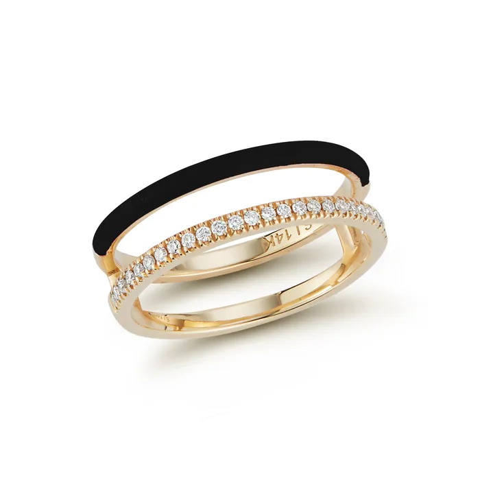 SG Fine Rings Enamel and Diamond Double Bar Ring