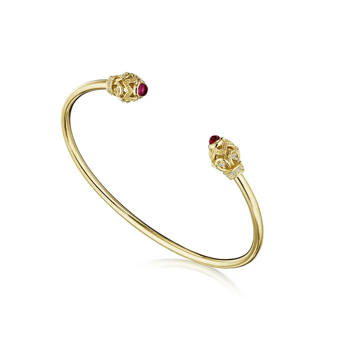 Shop IDC estore Bracelets Verragio Bead Diamond Rhodolite Toi Et Moi Bangle Bracelet 025CTW
